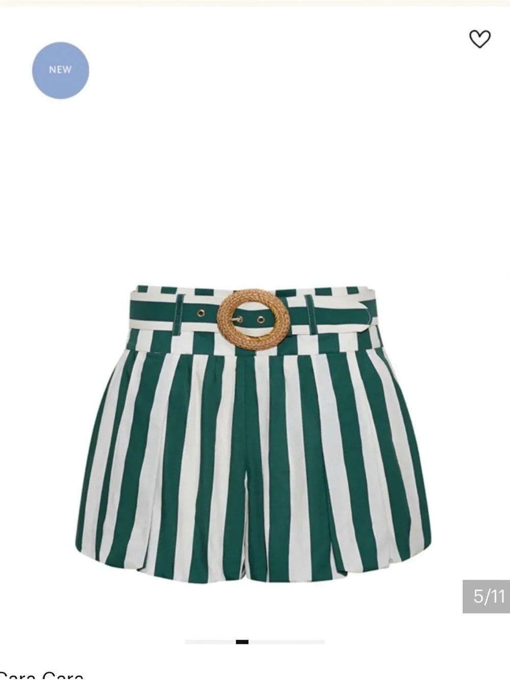 Cara Cara Striped Green & White High-Waist Belted Women’s corset top and shorts